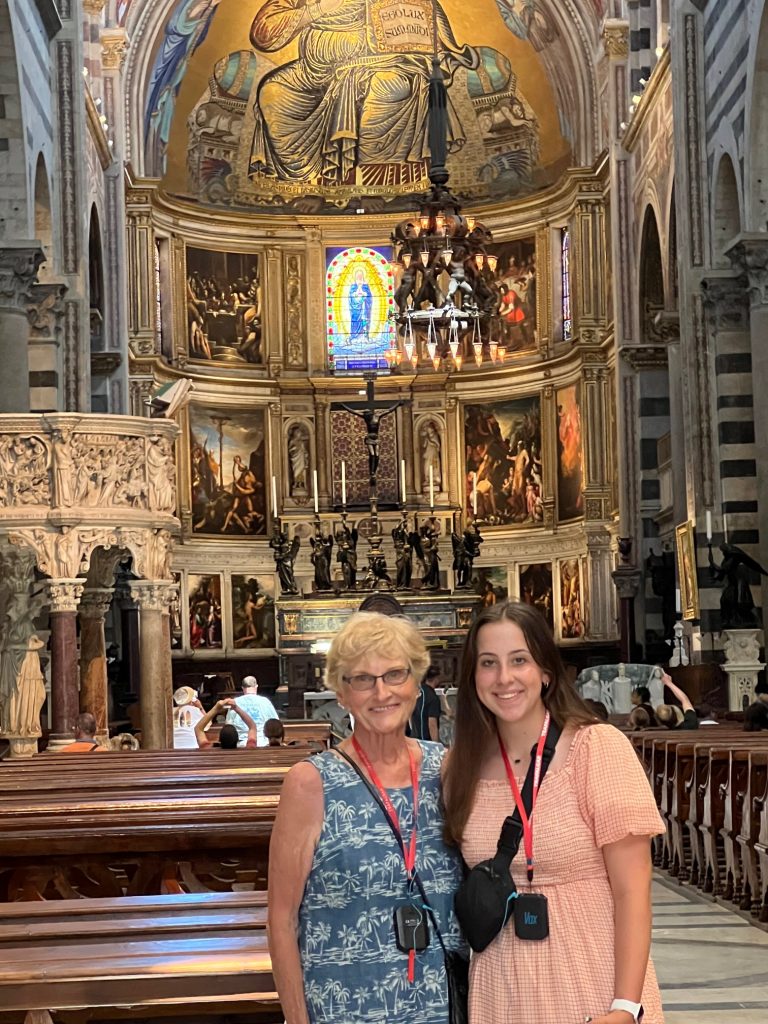 Kara and her grandmother Jean Drewiske at the Pisa cathedral Duomo di Pisa, in Pisa, Italy.